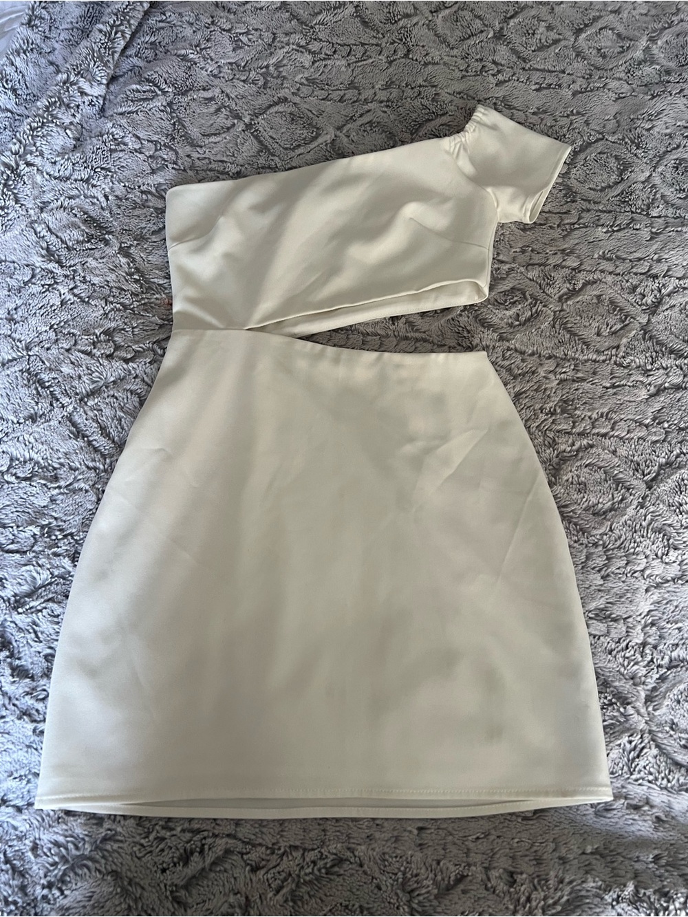 Lovers + Friends One-Shoulder Cream Mini Dress